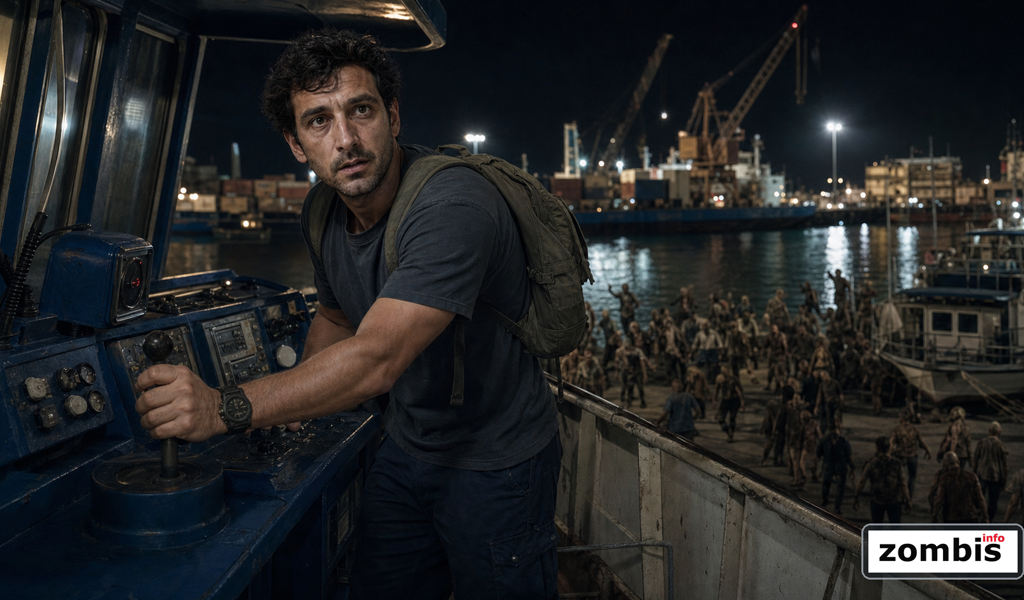 Marcos activa las bocinas de un barco para atraer a los zombis al puerto